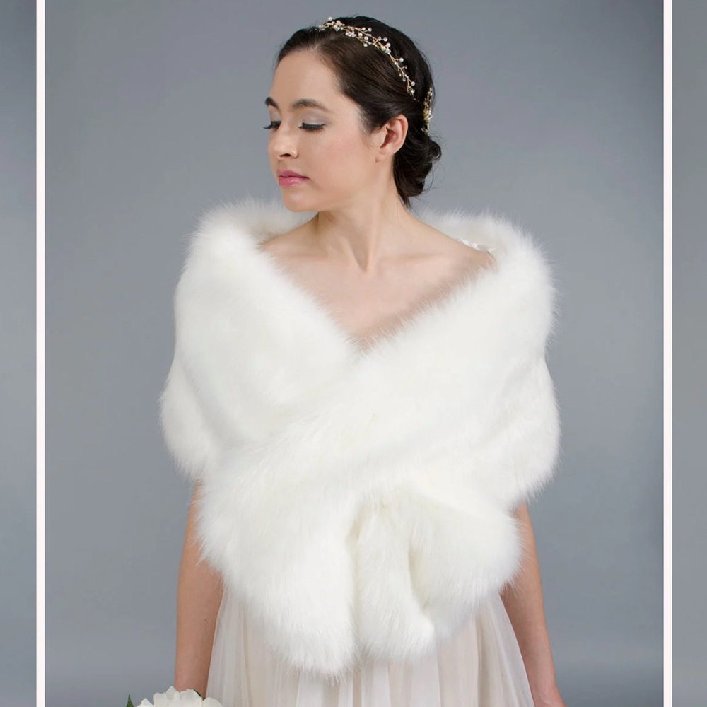 White Faux Fur Shawl